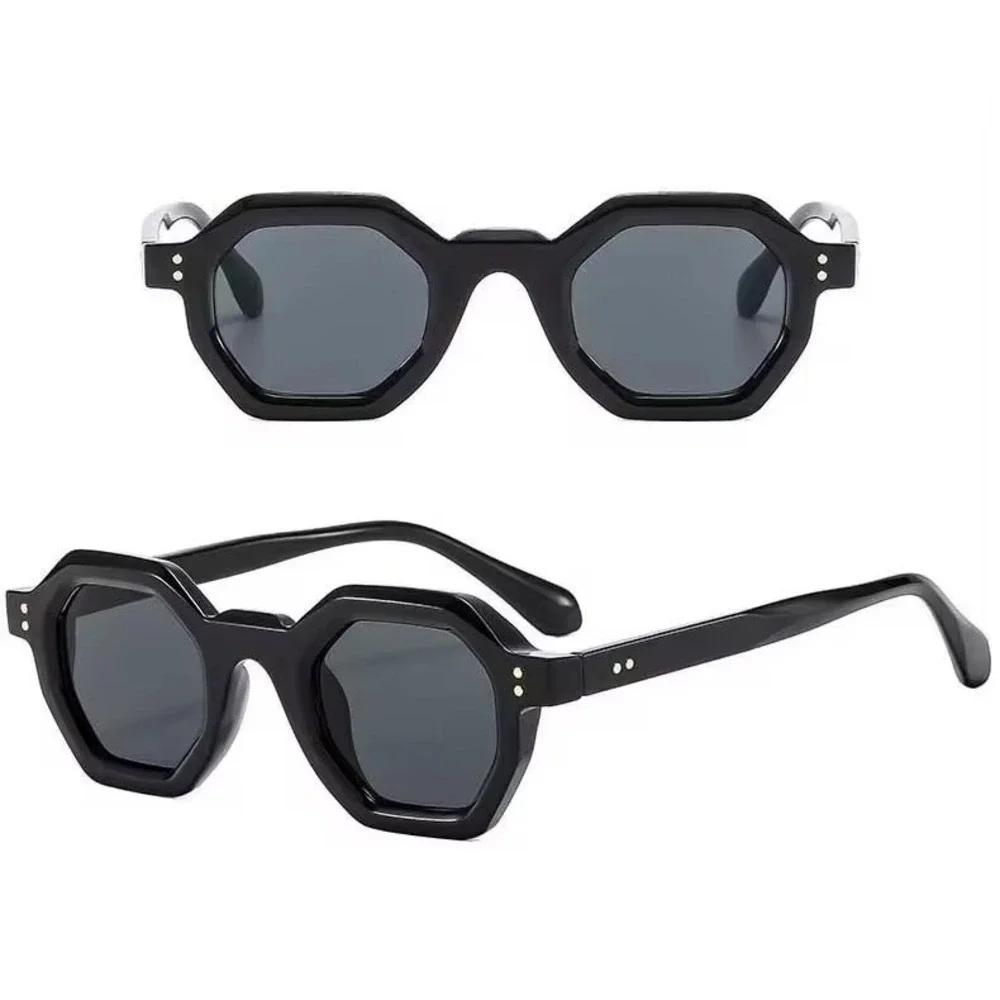 Sunglasses Men Vintage Hexagonal Dark Lenses Protect‎ Eyes Modern Design Outdoor
